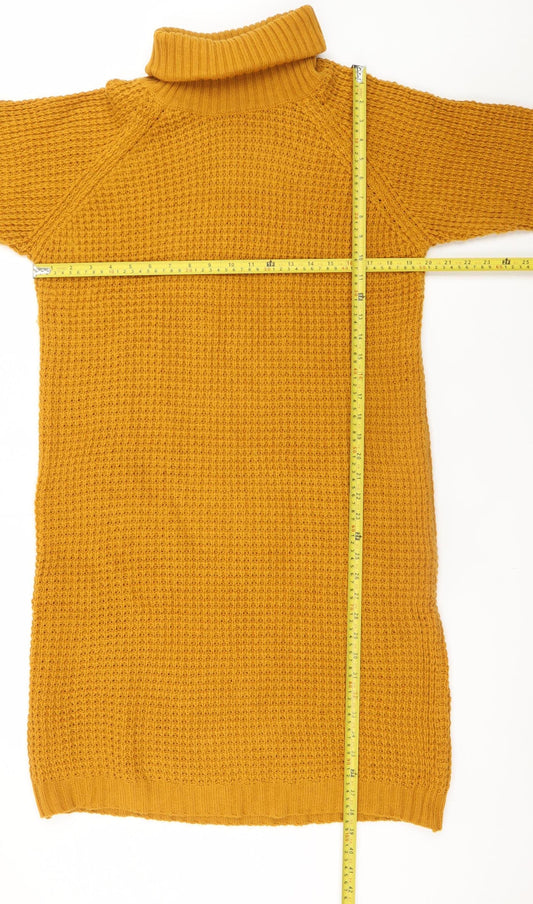 Chemistry Women’s Yellow Knit Jumper Dress XL Roll Neck