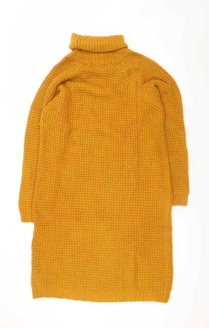 Chemistry Women’s Yellow Knit Jumper Dress XL Roll Neck