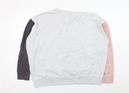 New Look Womens Grey Colourblock Sweatshirt Medium Casual Pullover