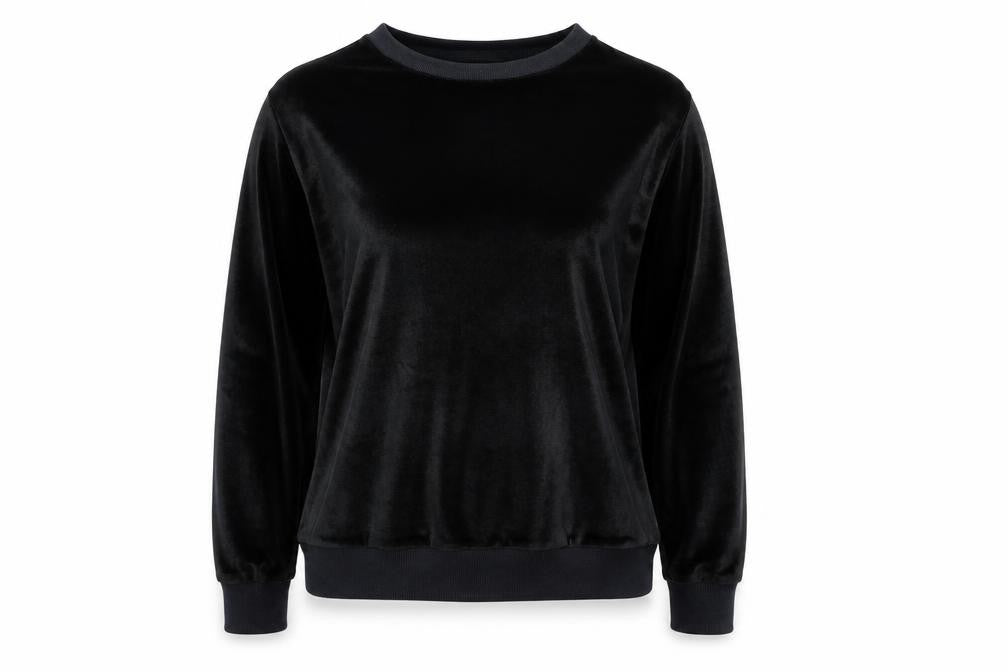 Wikoan Womens Black Velour Pullover Sweatshirt Size M