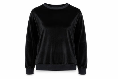 Wikoan Womens Black Velour Pullover Sweatshirt Size M