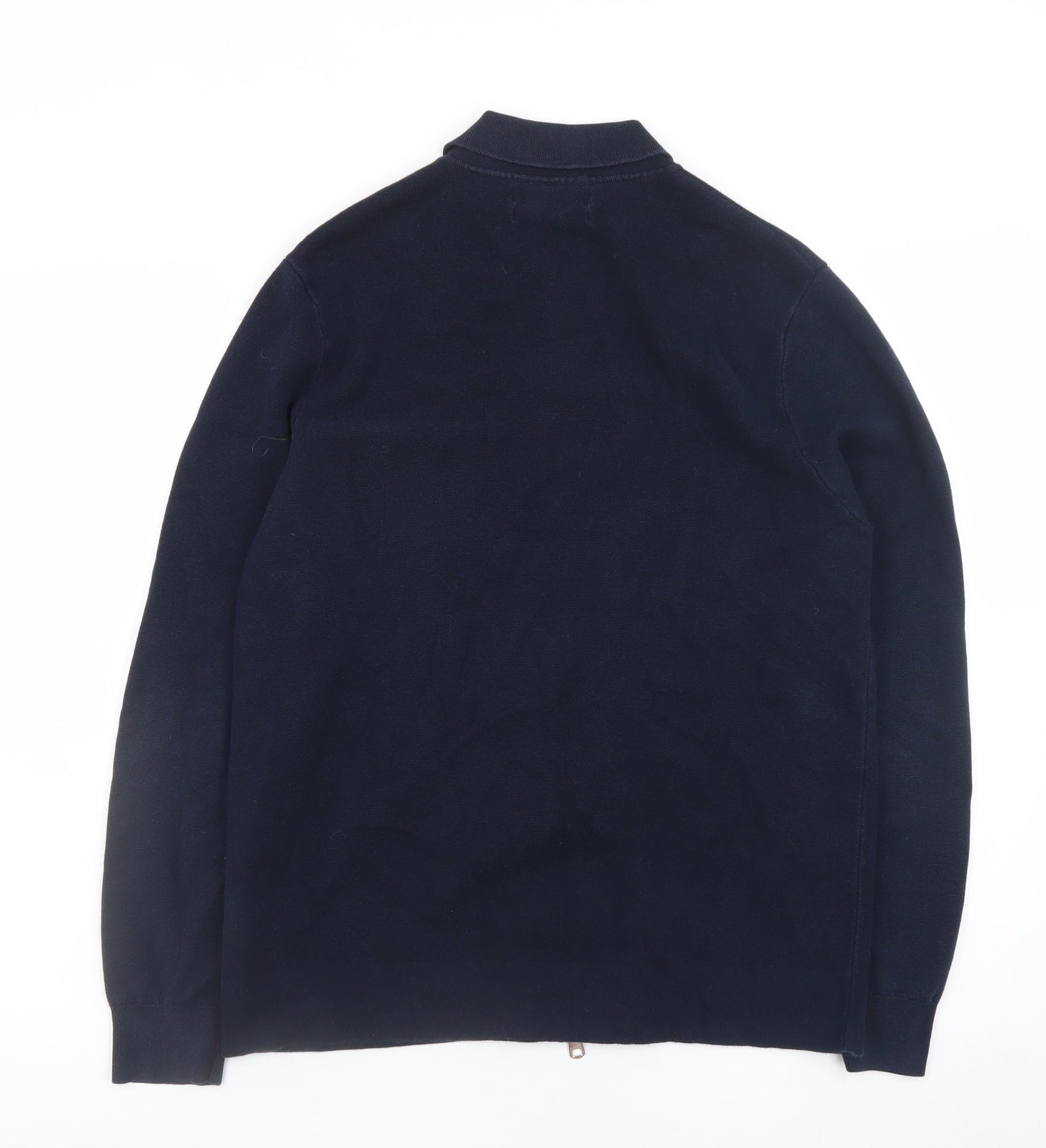Marks and Spencer Autograph Men's Blue M Collared Zip Long Sleeve T-Shirt