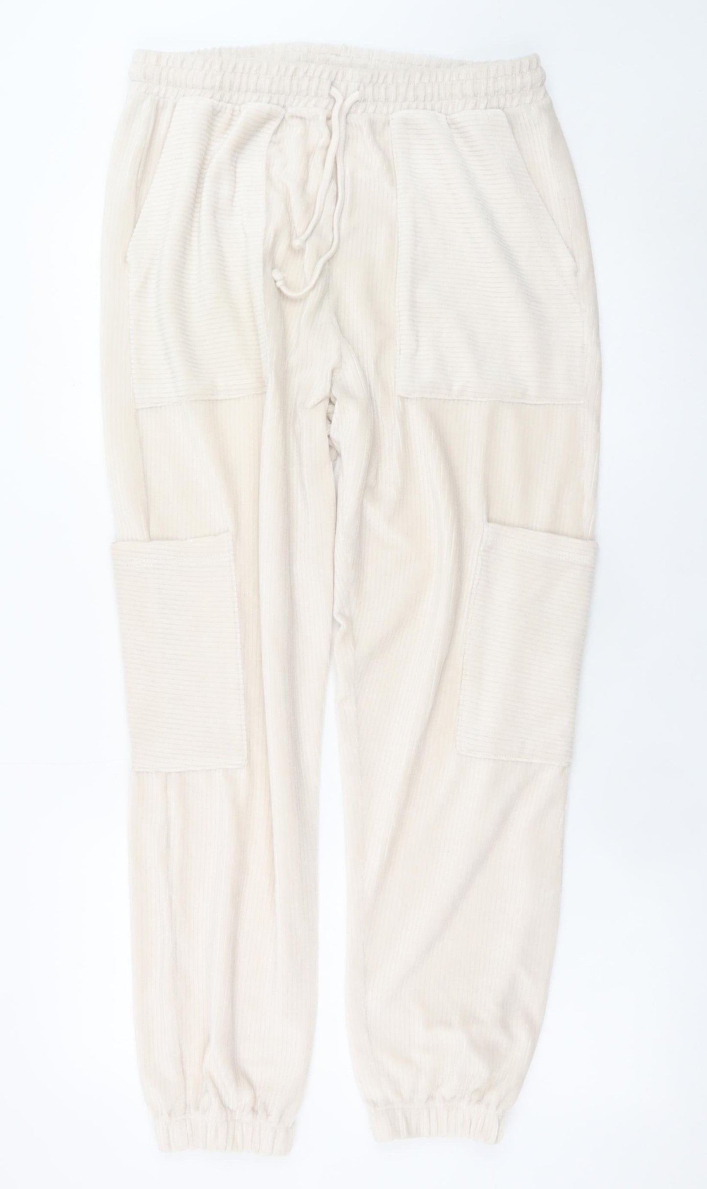 Topshop Women’s Beige Corduroy Jogger Trousers Size M