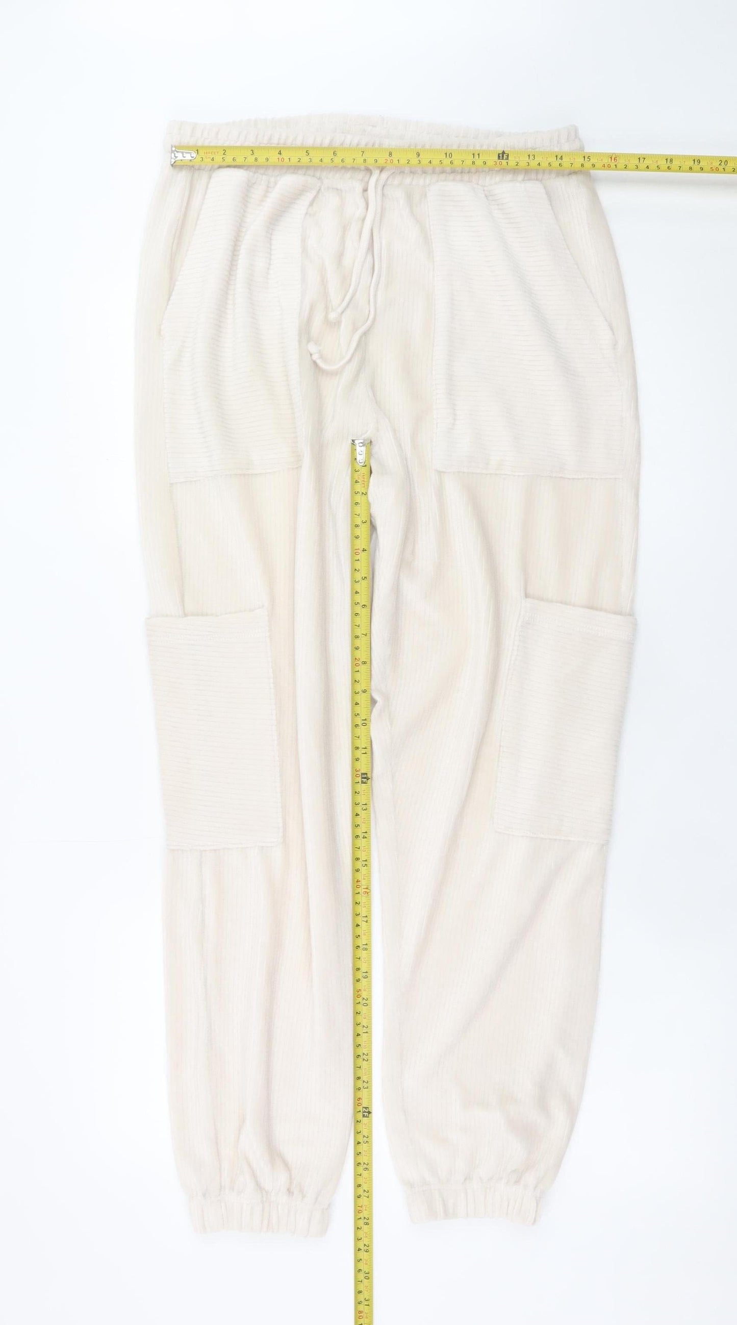 Topshop Women’s Beige Corduroy Jogger Trousers Size M