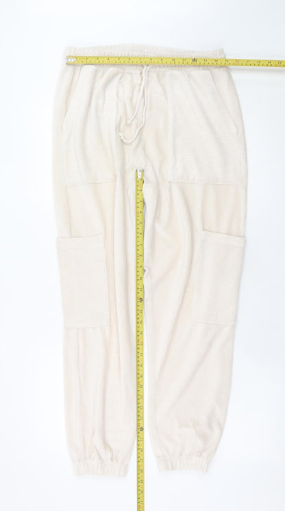 Topshop Women’s Beige Corduroy Jogger Trousers Size M
