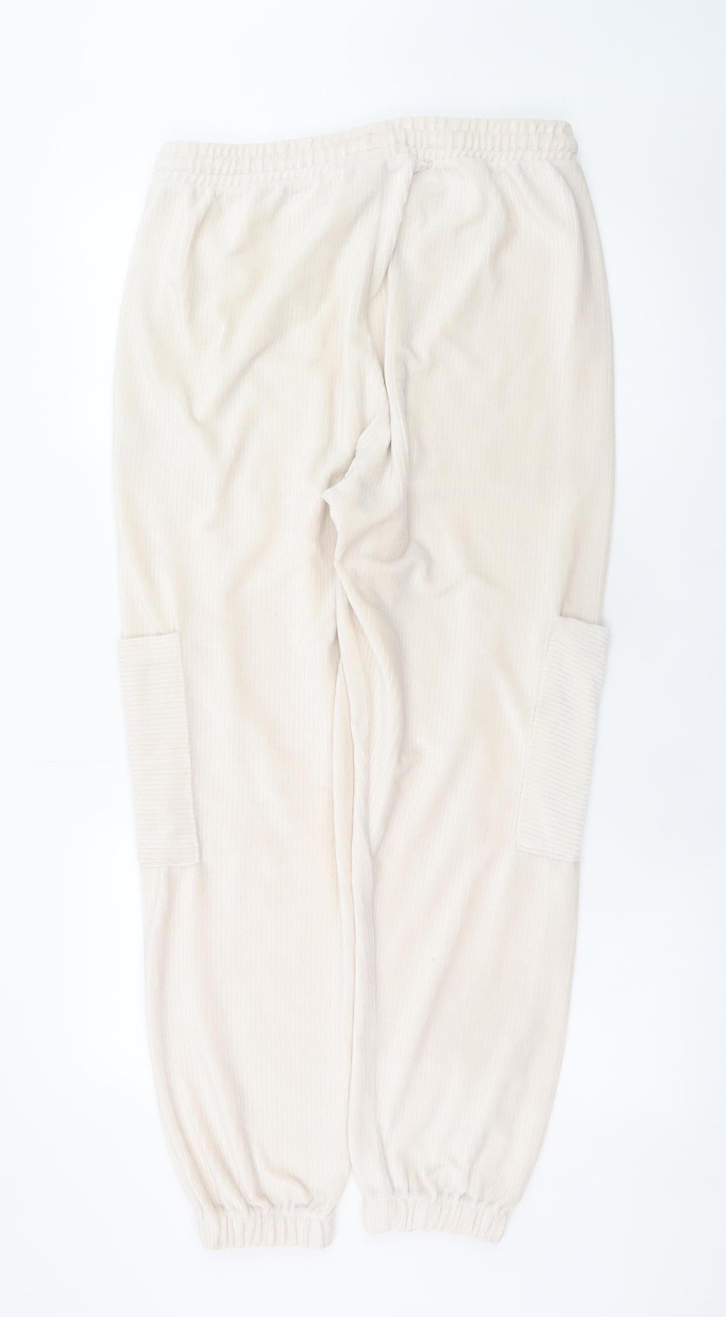 Topshop Women’s Beige Corduroy Jogger Trousers Size M