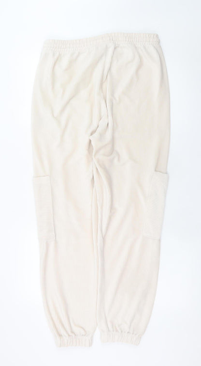 Topshop Women’s Beige Corduroy Jogger Trousers Size M
