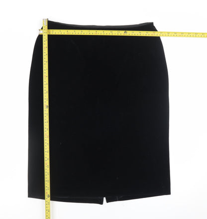 Marks and Spencer Women's Black Velvet Pencil Skirt Size 14