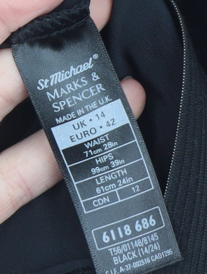 Marks and Spencer Women's Black Velvet Pencil Skirt Size 14