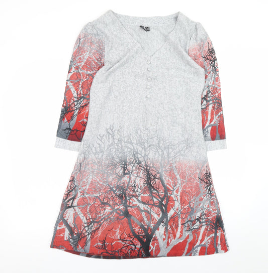 Izabel London Womens Multicoloured Size 12 A-Line V-Neck Jersey Dress