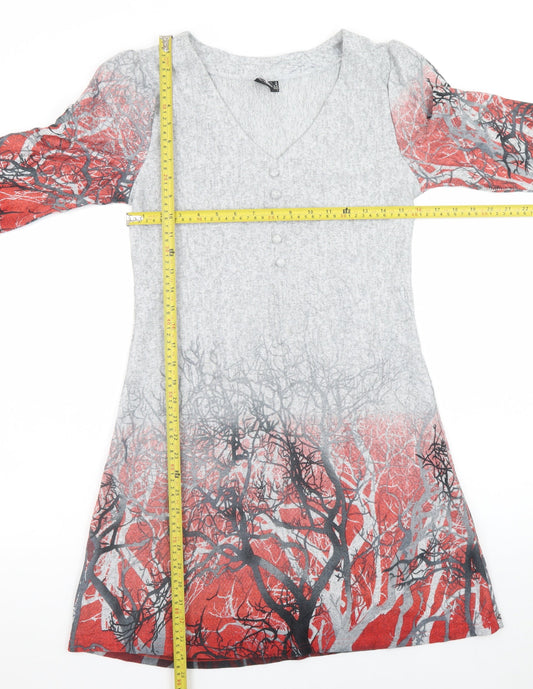 Izabel London Womens Multicoloured Size 12 A-Line V-Neck Jersey Dress