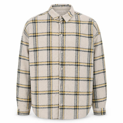 boohooMAN Men Beige Check Flannel Basic Jacket Size M