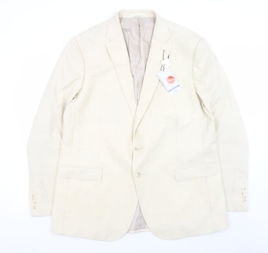 Marks and Spencer Women Beige Wool Blend Single-Breasted Blazer 3XL Long