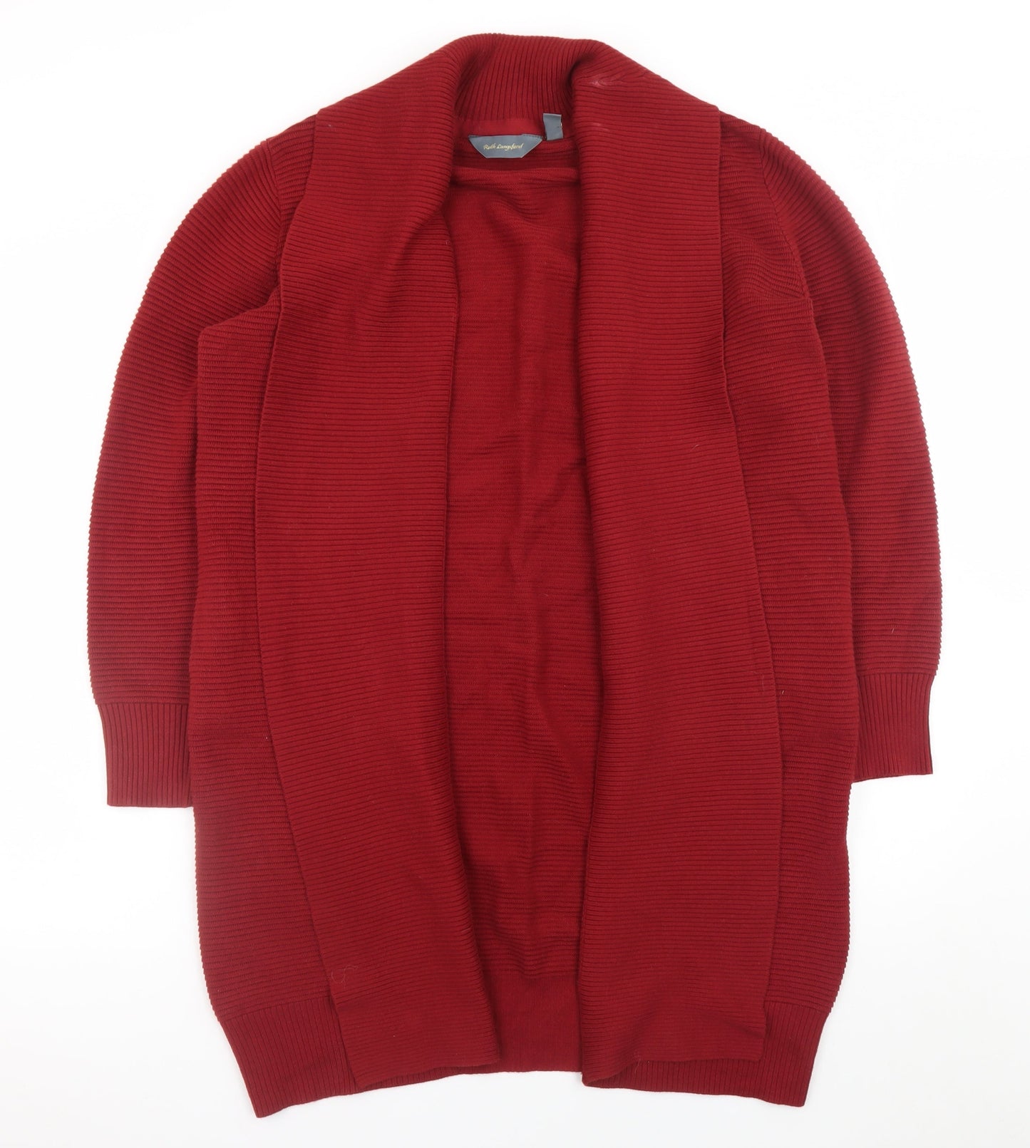 Ruth Langsford Women's Red Cotton Open Long Sleeve Cardigan Size S