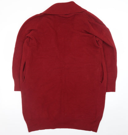 Ruth Langsford Women's Red Cotton Open Long Sleeve Cardigan Size S