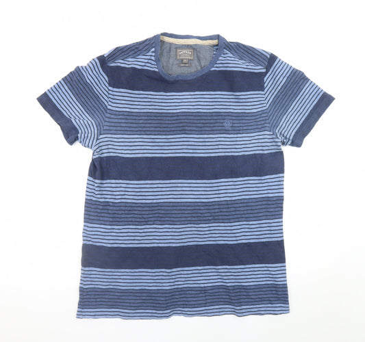 FatFace Men's Blue Striped Cotton Crew Neck Short Sleeve T-Shirt M