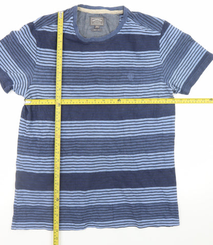 FatFace Men's Blue Striped Cotton Crew Neck Short Sleeve T-Shirt M