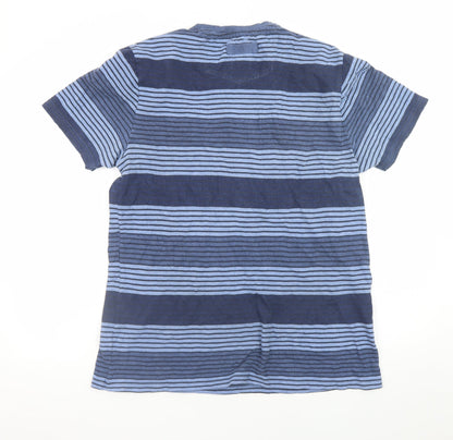 FatFace Men's Blue Striped Cotton Crew Neck Short Sleeve T-Shirt M