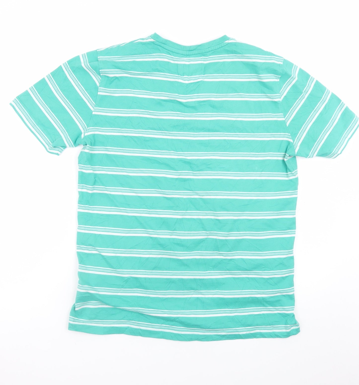 Crew Clothing Men's Green Striped Cotton T-Shirt Size M