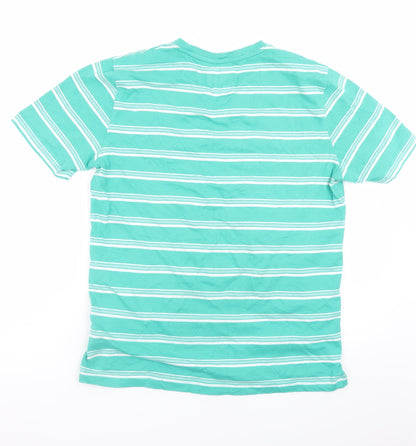Crew Clothing Men's Green Striped Cotton T-Shirt Size M