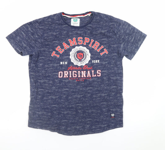 TeamSpirit Men's Blue Graphic Sports T-Shirt Medium