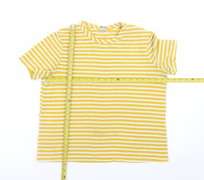 Kiabi Women’s Yellow Striped Short Sleeve Cotton T-Shirt Size 8