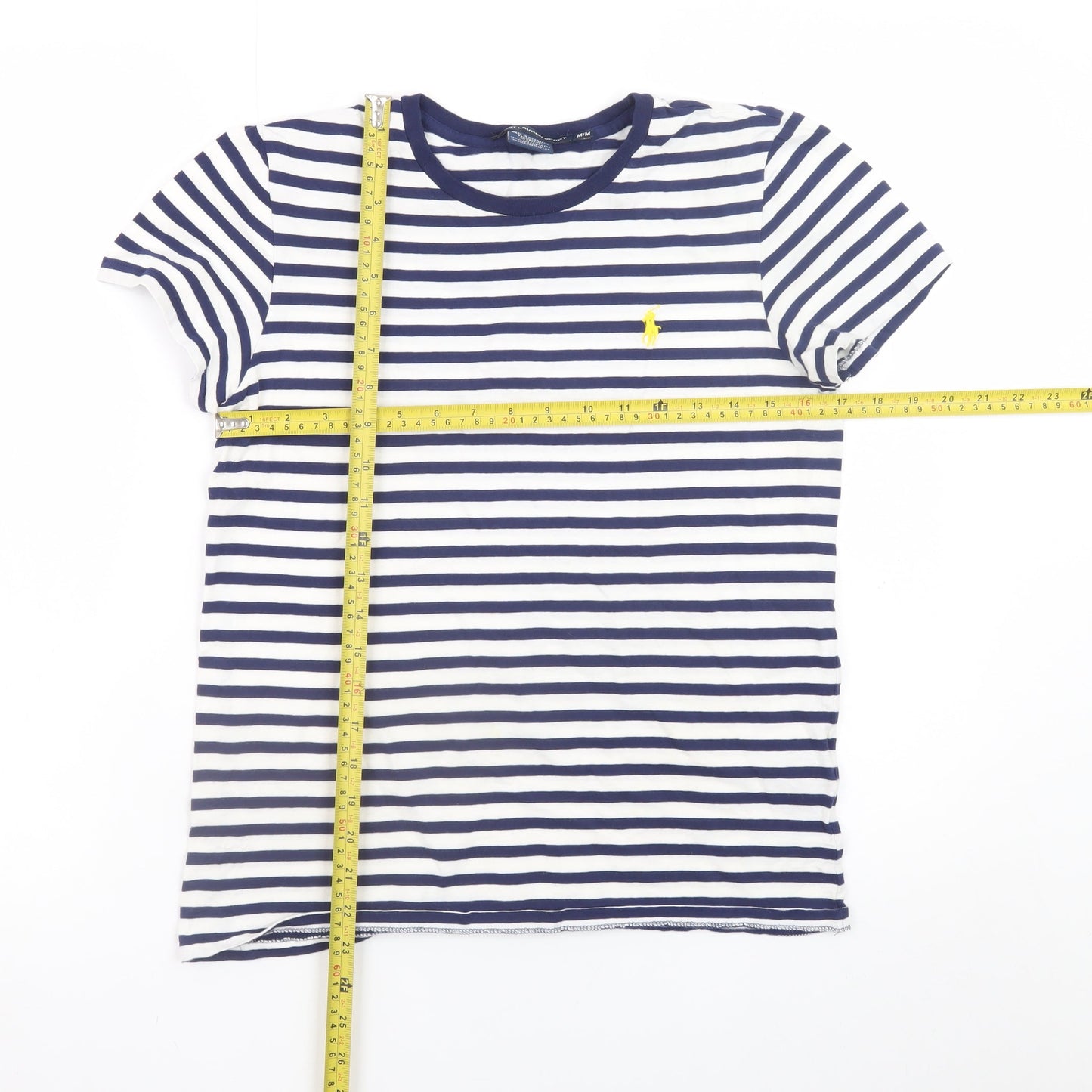 Ralph Lauren Sport Women's Blue Striped Cotton T-Shirt M