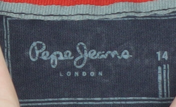 Pepe Jeans Women Navy Red Bull Racing T-Shirt Size 14 Cotton Blend