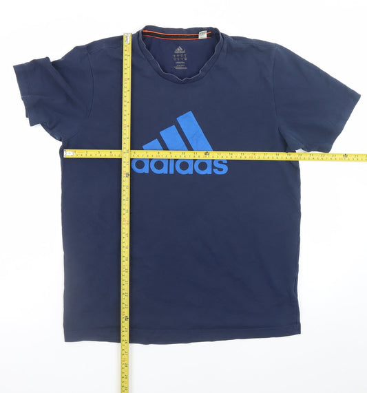 Adidas Men’s Blue Large Logo Graphic Sports T-Shirt