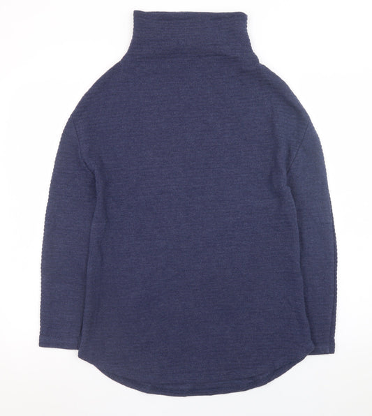 Marks and Spencer Women's Blue Roll Neck Jumper Size 8
