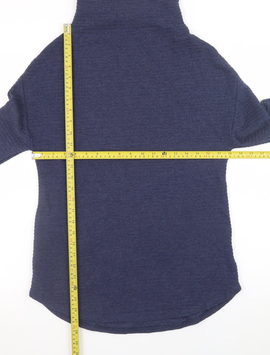 Marks and Spencer Women's Blue Roll Neck Jumper Size 8