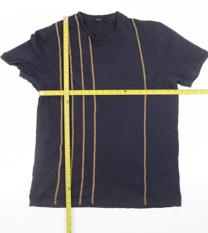 Next Men's Blue Striped Cotton T-Shirt Size L Short Sleeve