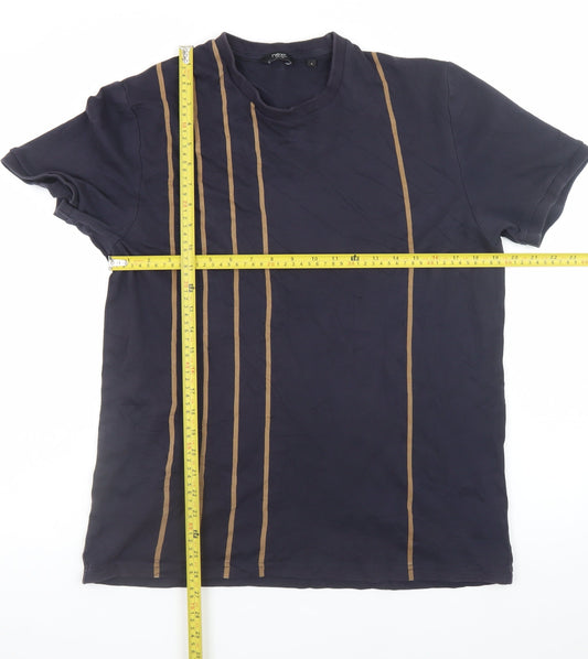 Next Men's Blue Striped Cotton T-Shirt Size L Short Sleeve