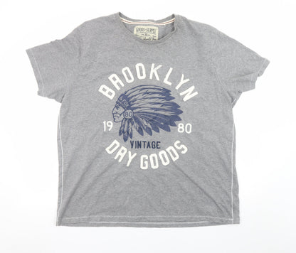 Brooklyn & Fox Men's Grey Vintage Graphic T-Shirt 2XL Classic Fit