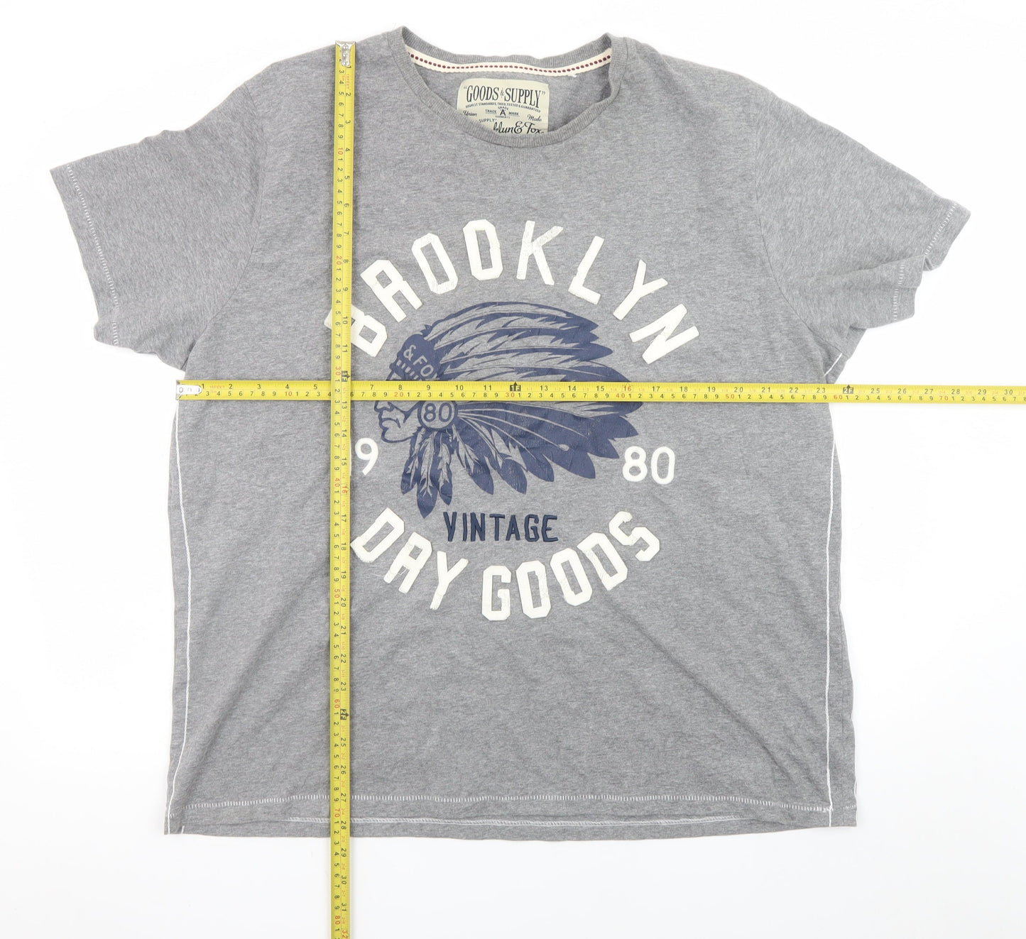Brooklyn & Fox Men's Grey Vintage Graphic T-Shirt 2XL Classic Fit