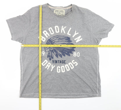Brooklyn & Fox Men's Grey Vintage Graphic T-Shirt 2XL Classic Fit
