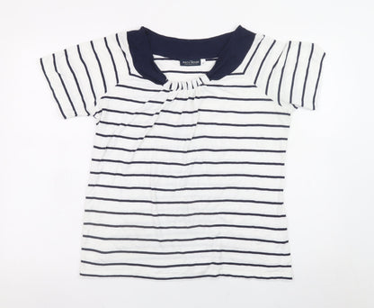 C&A Women’s White Navy Striped Short Sleeve Jersey T-Shirt M