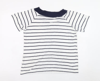 C&A Women’s White Navy Striped Short Sleeve Jersey T-Shirt M