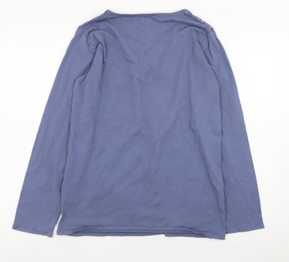 La Redoute Women Blue V-Neck Long Sleeve Cotton Blend Top Size 12