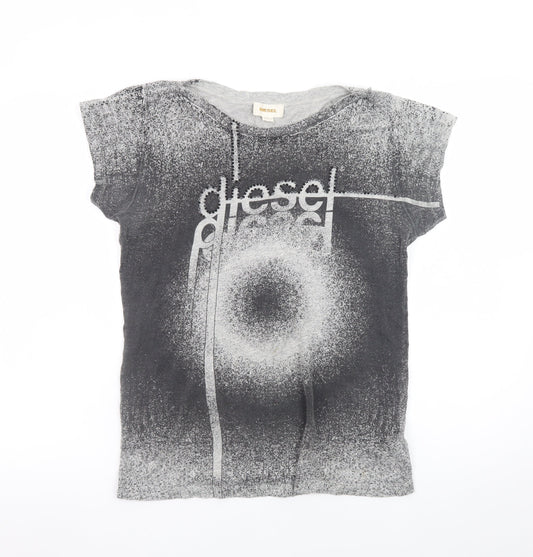 Diesel Womens Grey Cotton Graphic T-Shirt Size L