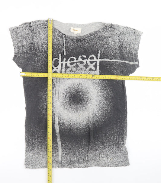 Diesel Womens Grey Cotton Graphic T-Shirt Size L
