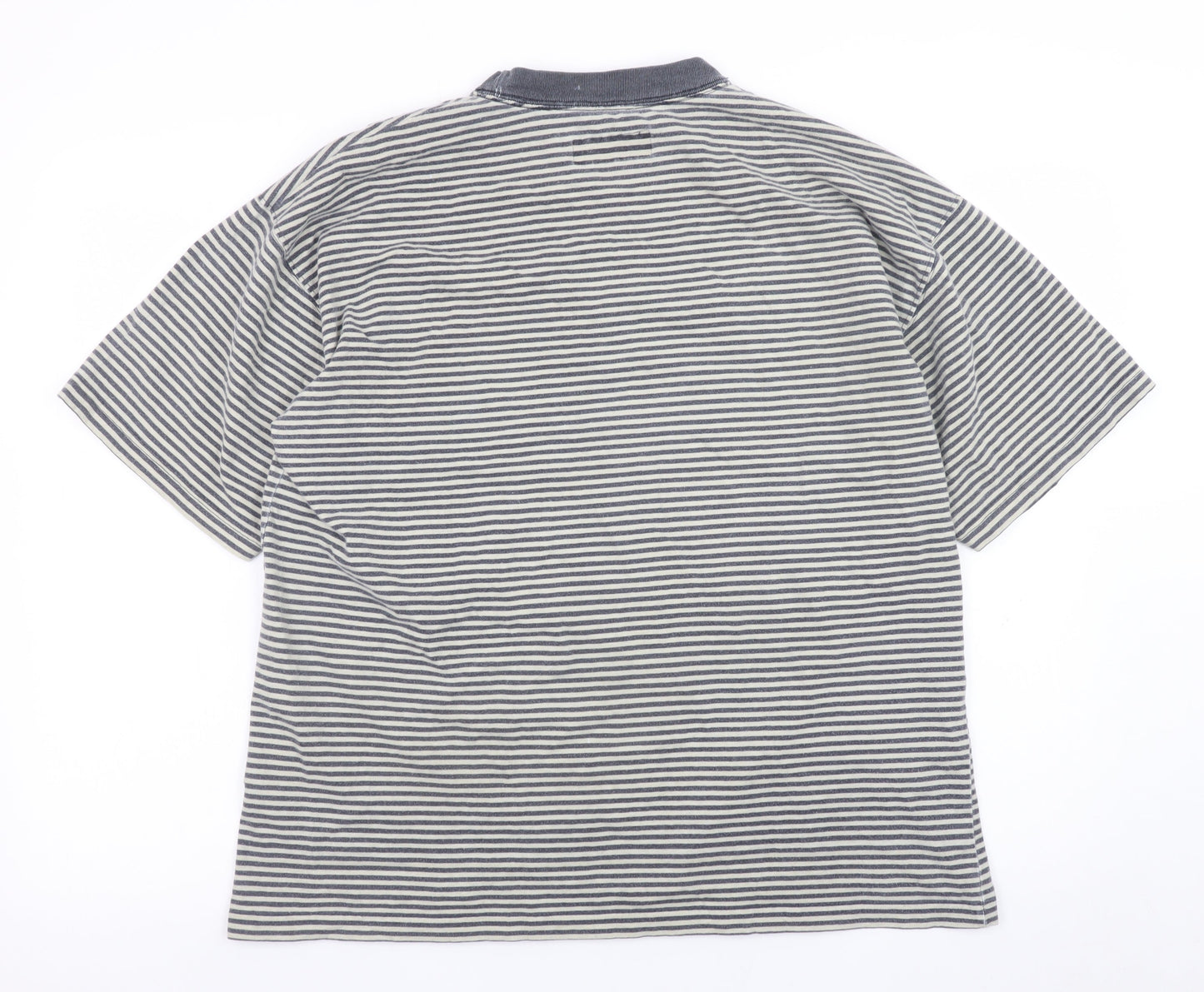 Ping Pong Men's Grey Striped Cotton Crew Neck T-Shirt Size M