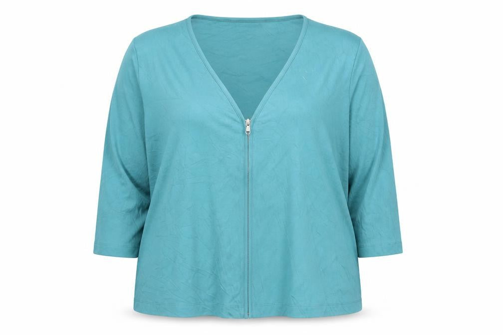 Cotswold Collections Women's Blue 3XL Basic Zip Cotton Blouse