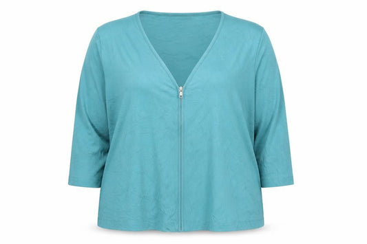 Cotswold Collections Women's Blue 3XL Basic Zip Cotton Blouse
