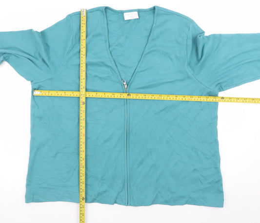 Cotswold Collections Women's Blue 3XL Basic Zip Cotton Blouse