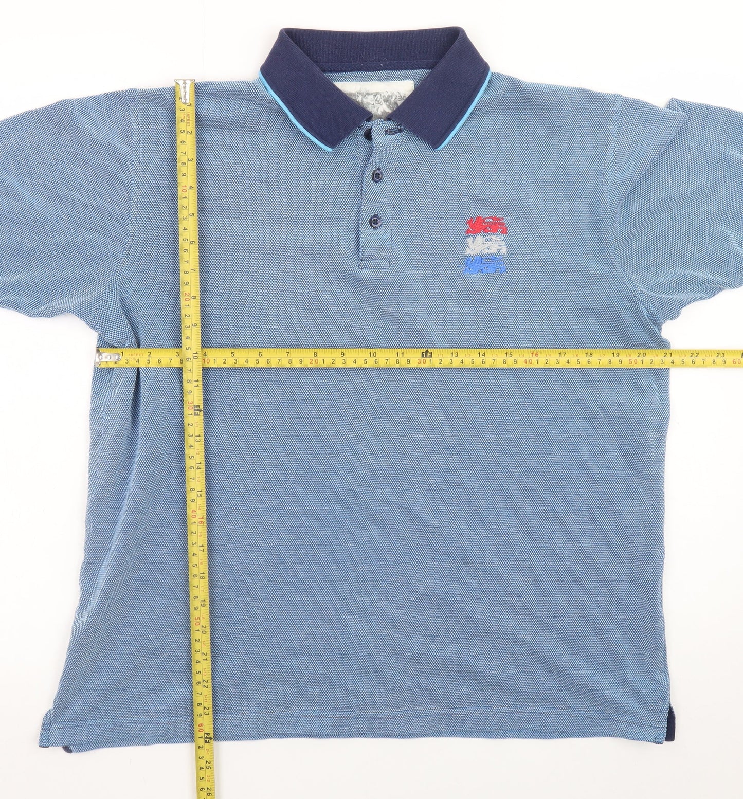 Cotton Traders Men’s Blue Polo Shirt Size M Classic Embroidered Collared Top