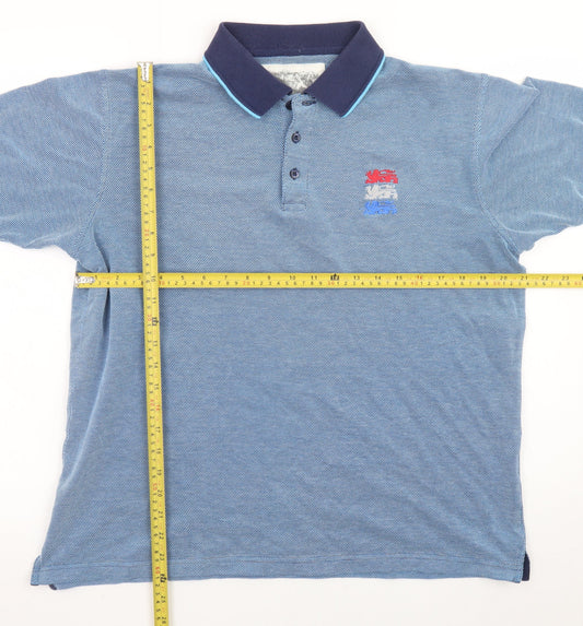 Cotton Traders Men’s Blue Polo Shirt Size M Classic Embroidered Collared Top