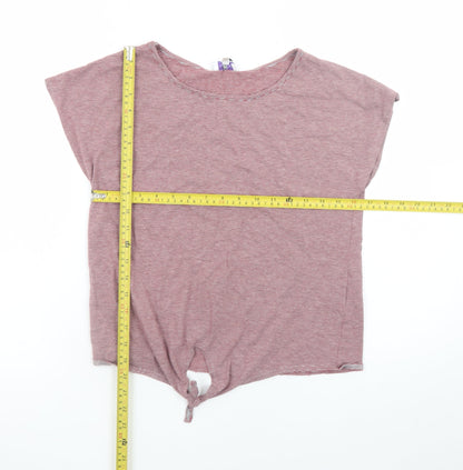 Brora Womens Red Striped Cotton Modal Tie Hem T-Shirt Size 10