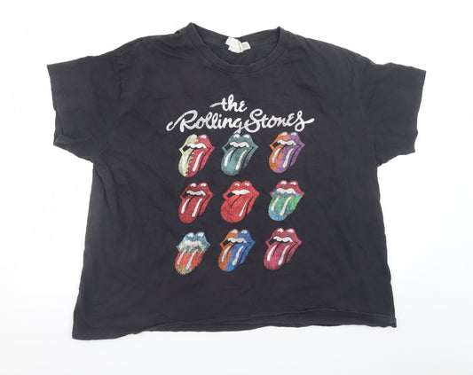 H&M Men's Black Rolling Stones Band Graphic T-Shirt XXL