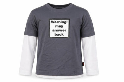 Red Herring Boys Grey Long Sleeve Warning Graphic T-Shirt 7-8 Years